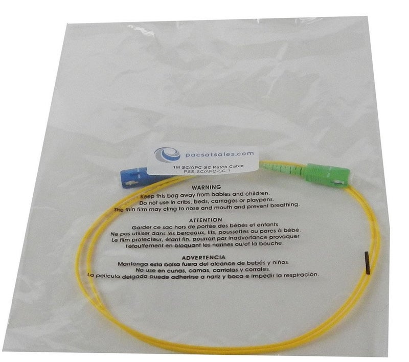 PacSatSales - Fiber Optic Patch Cable - Single Mode - SIMPLEX - OS1-9/125um (1M, SC/APC to SC) - Image 2